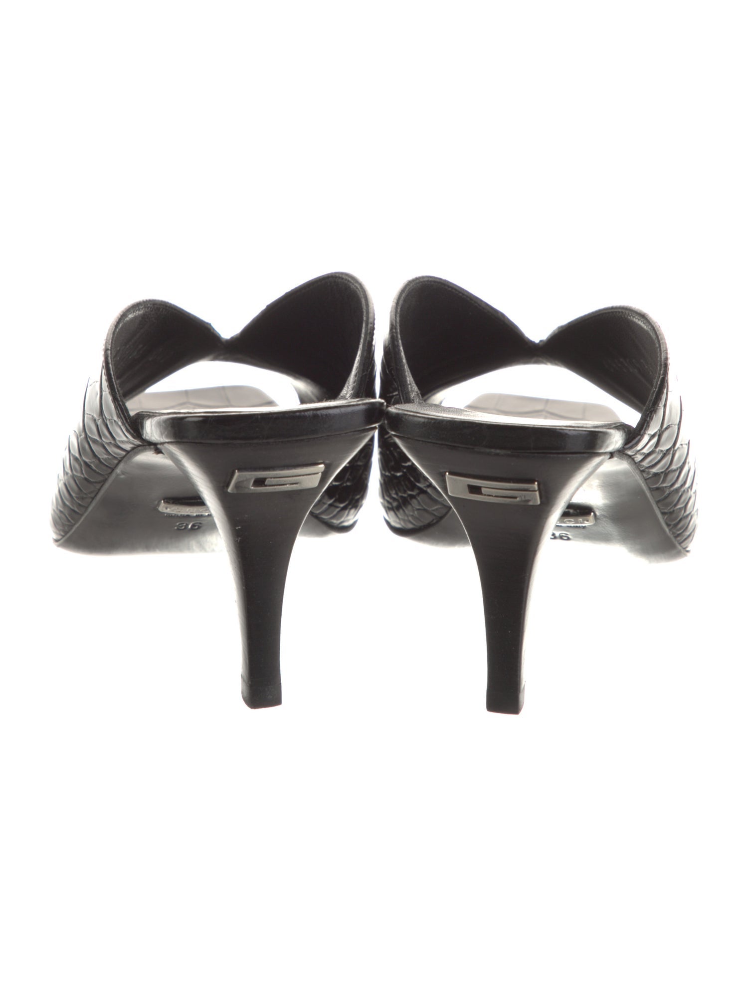 Gucci Embossed Leather Mules