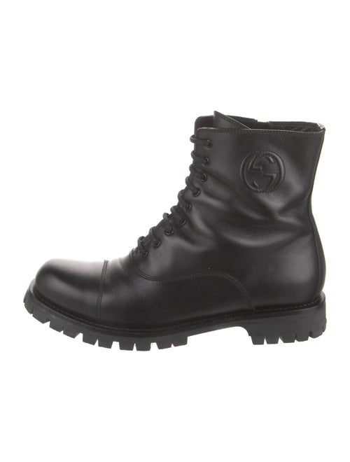 Gucci Interlocking G Logo Leather Combat Boots