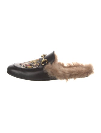 Gucci Horsebit Accent Leather Slippers