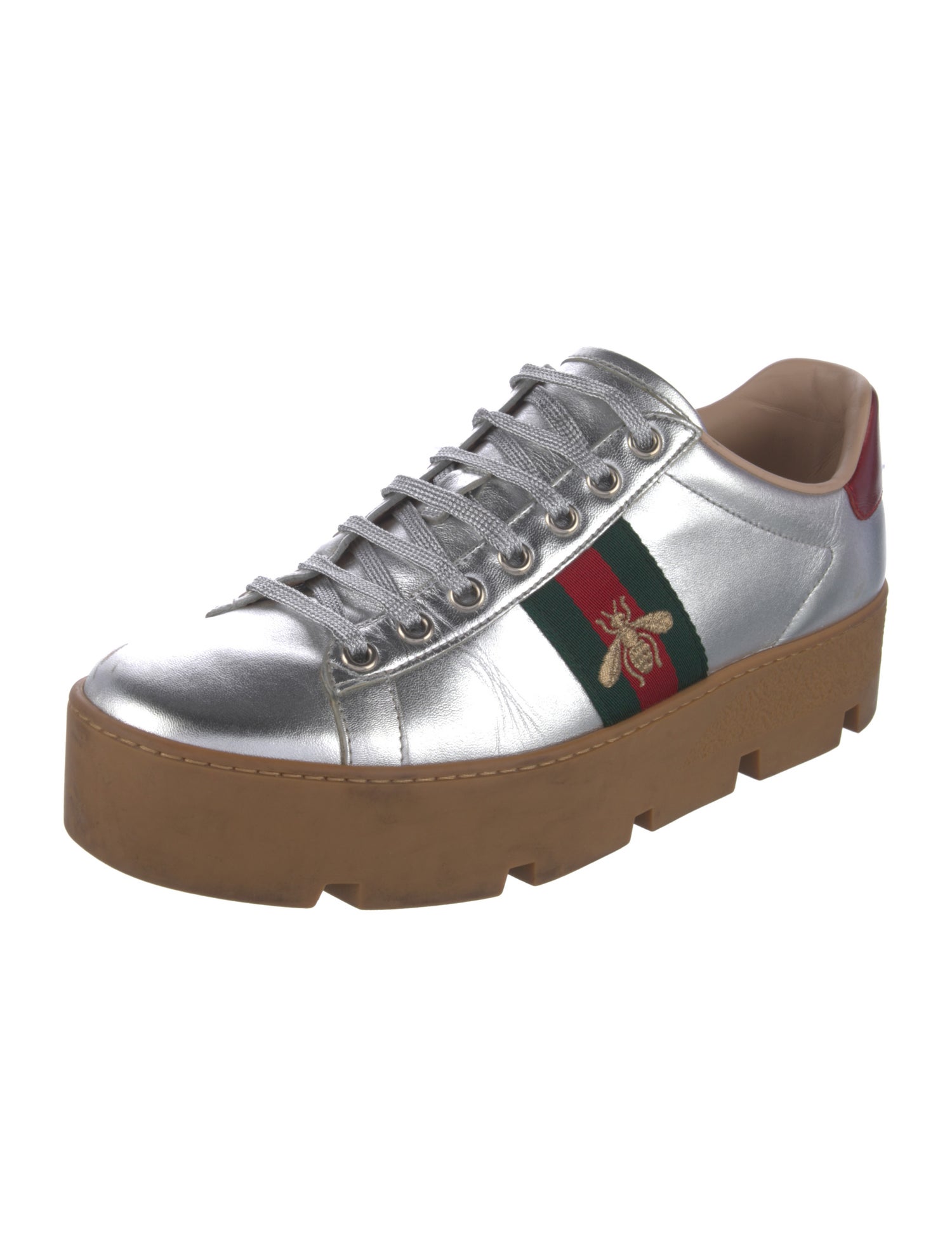 Gucci Web Accent Leather Sneakers