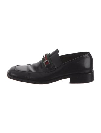 Gucci Web Accent Leather Loafers