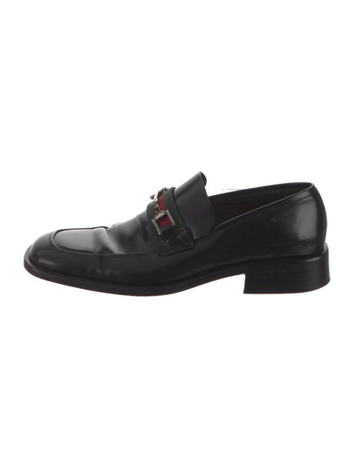 Gucci Web Accent Leather Loafers