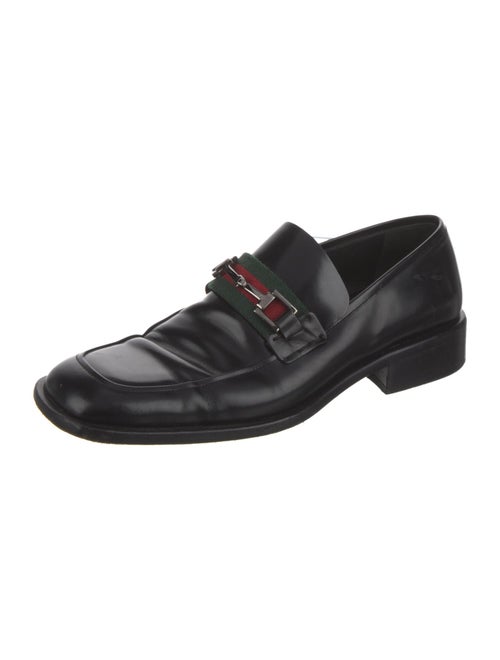 Gucci Web Accent Leather Loafers