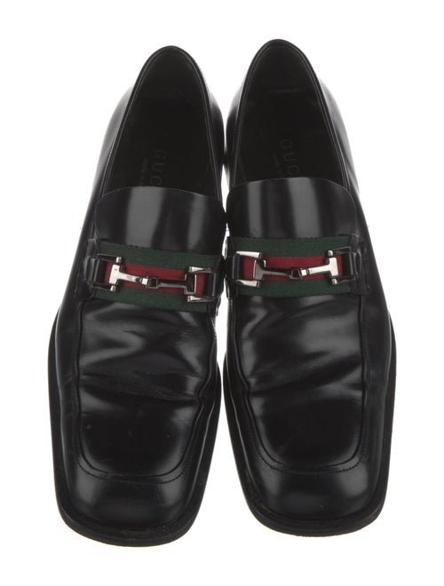 Gucci Web Accent Leather Loafers