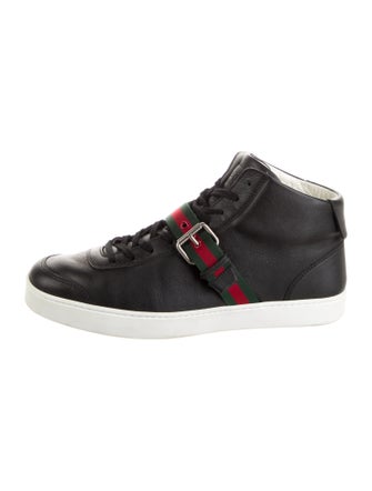 Gucci Web Accent Leather Sneakers