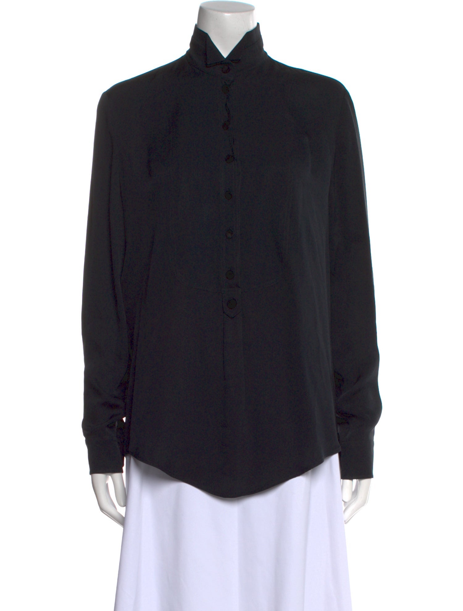 Gucci Silk Mock Neck Button-Up Top