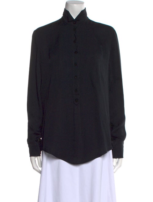 Gucci Silk Mock Neck Button-Up Top