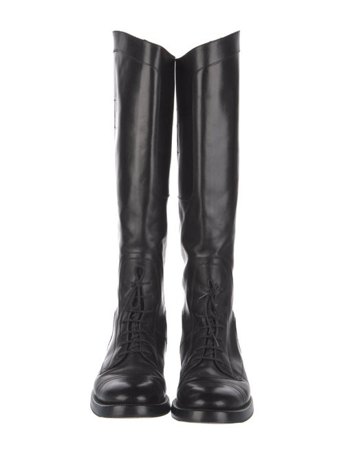 Gucci Web Accent Leather Lace-Up Boots