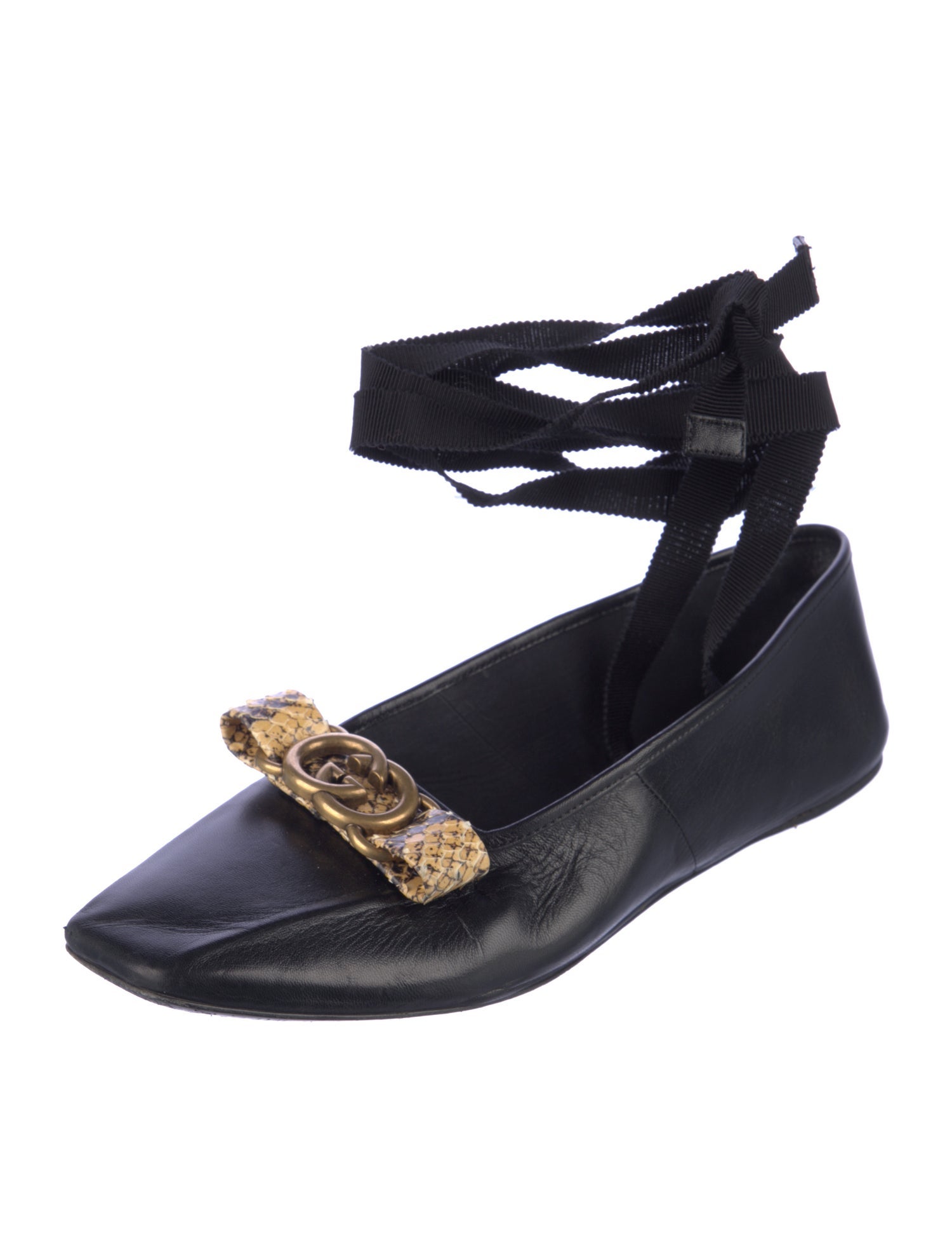 Gucci Interlocking G Logo Leather Flats