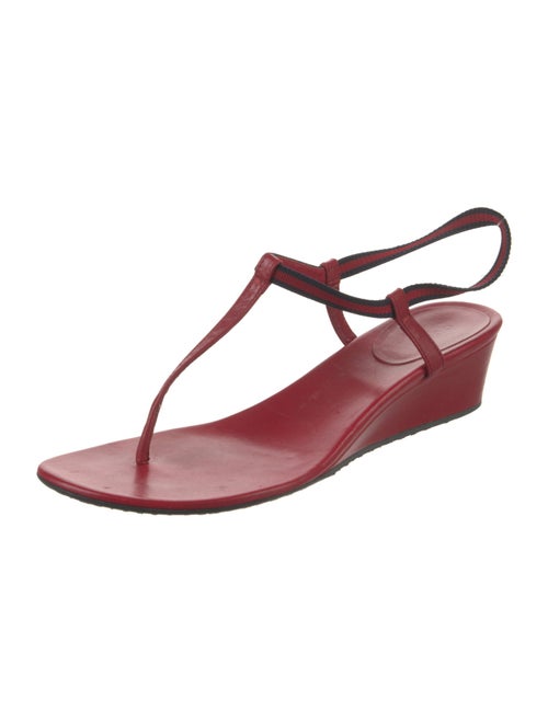 Gucci Sylvie Web Accent Leather T-Strap Sandals