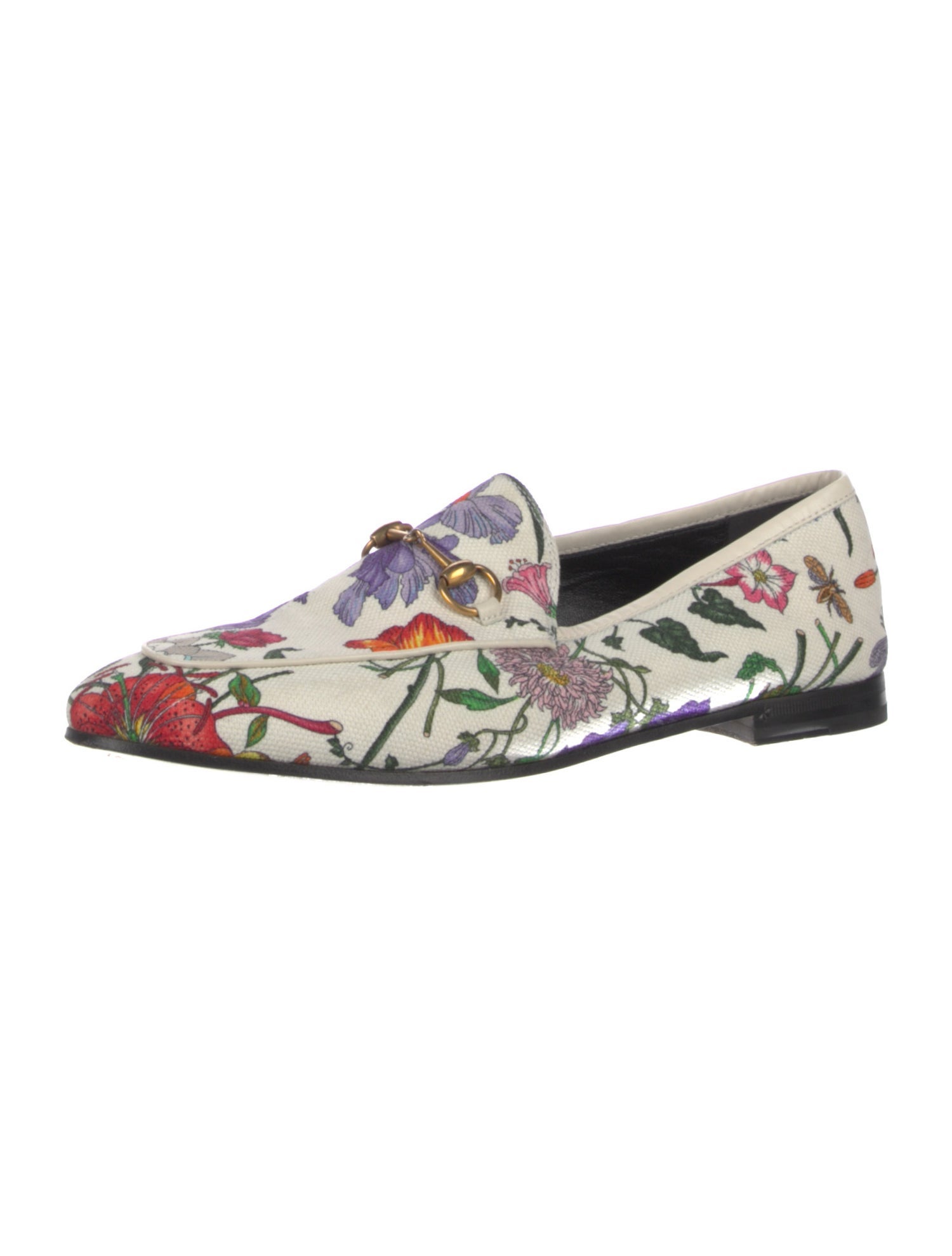 Gucci Flora Print Canvas Loafers