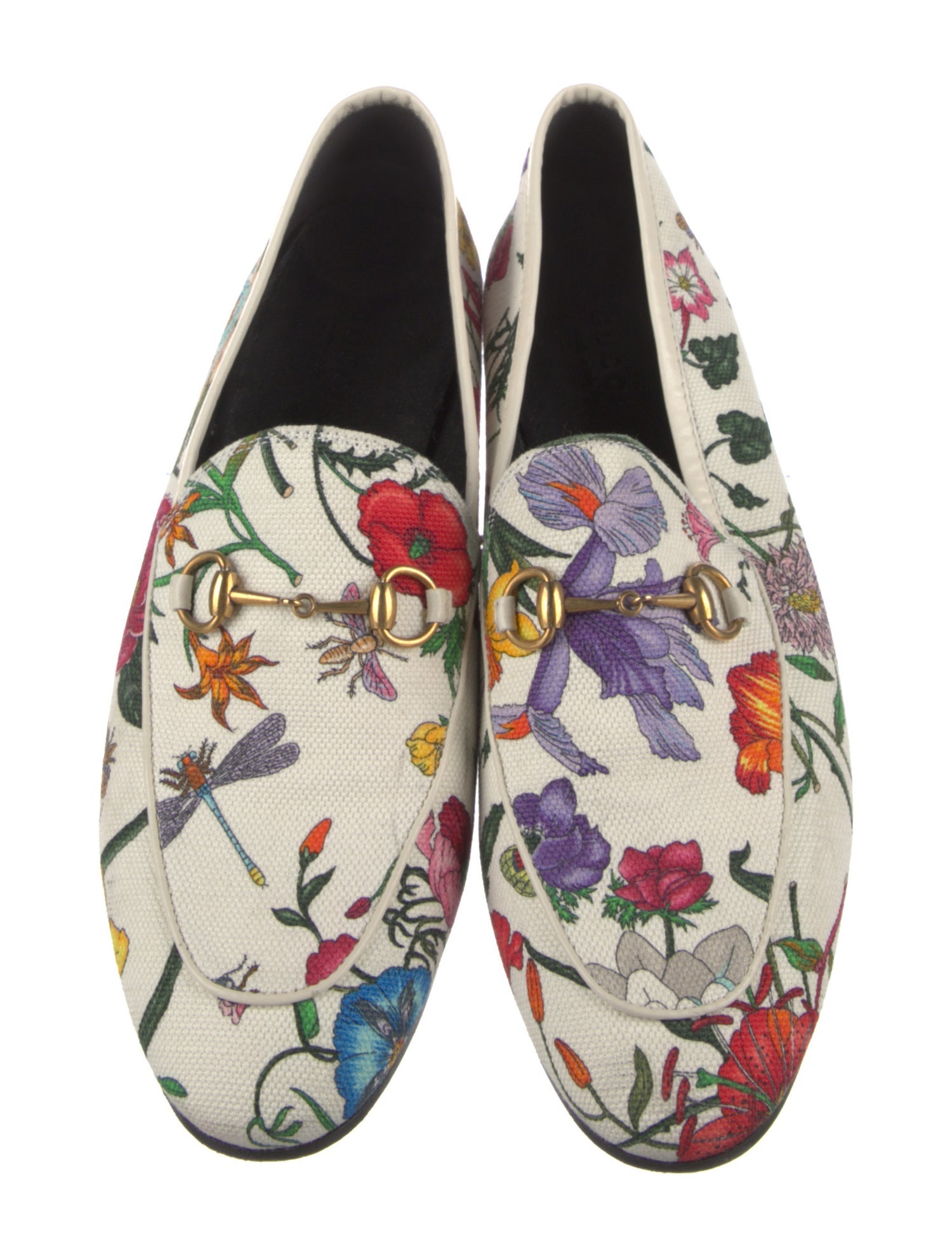 Gucci Flora Print Canvas Loafers