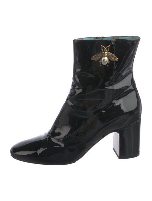 Gucci Faux Pearl Accents Patent Leather Boots