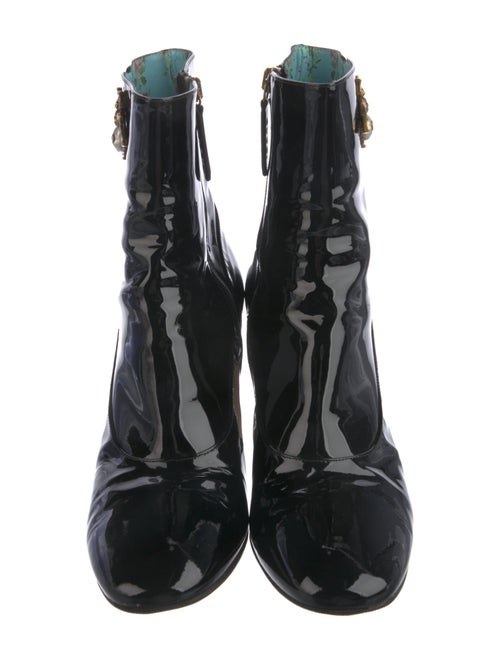 Gucci Faux Pearl Accents Patent Leather Boots