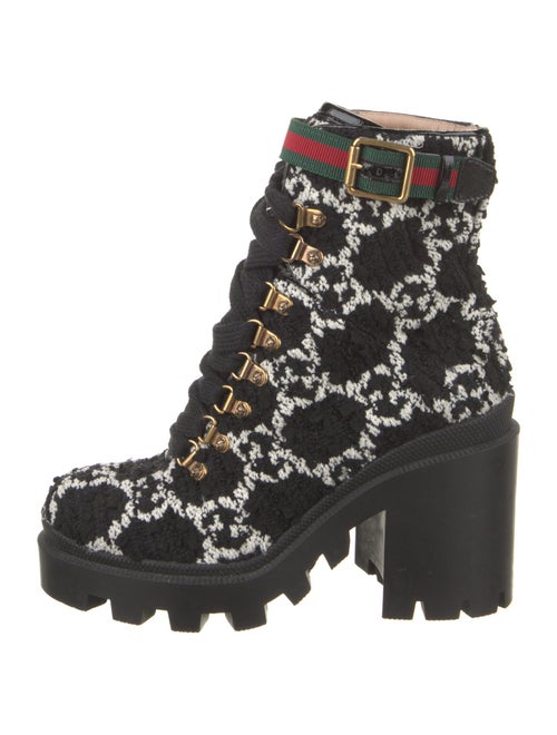 Gucci Tweed Pattern Combat Boots