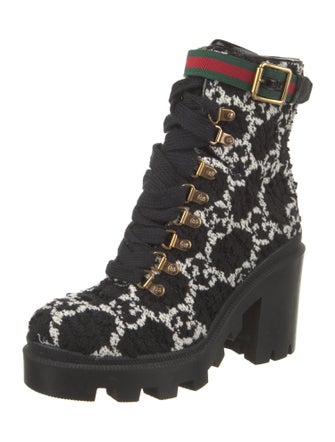 Gucci Tweed Pattern Combat Boots