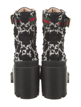 Gucci Tweed Pattern Combat Boots