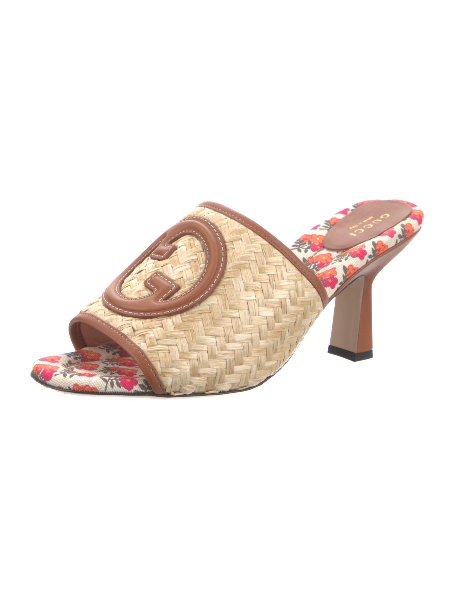 Gucci Interlocking G Logo Raffia Slides