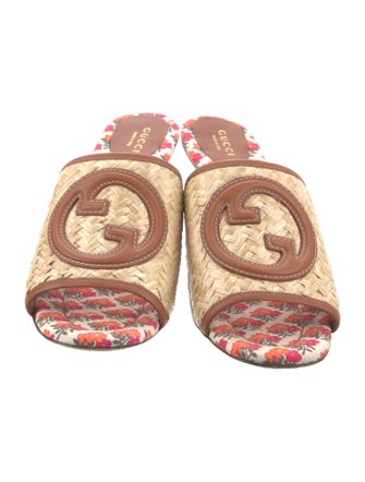 Gucci Interlocking G Logo Raffia Slides