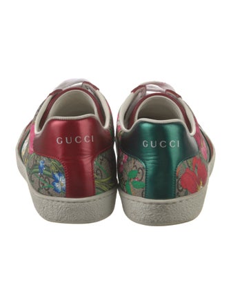 Gucci Flora Print Leather Trim Embellishment Sneakers