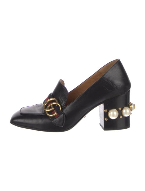 Gucci Faux Pearl Accents Leather Pumps