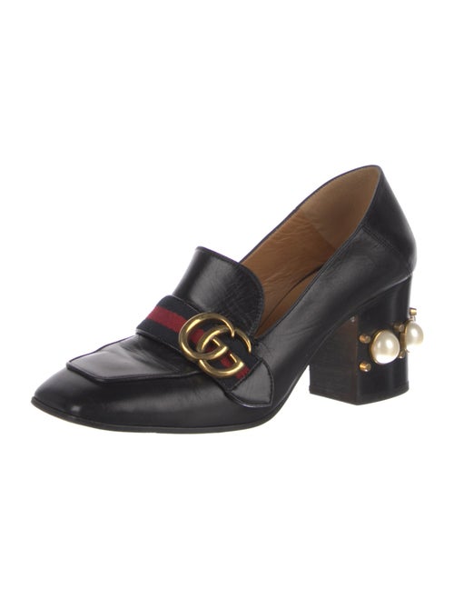 Gucci Faux Pearl Accents Leather Pumps