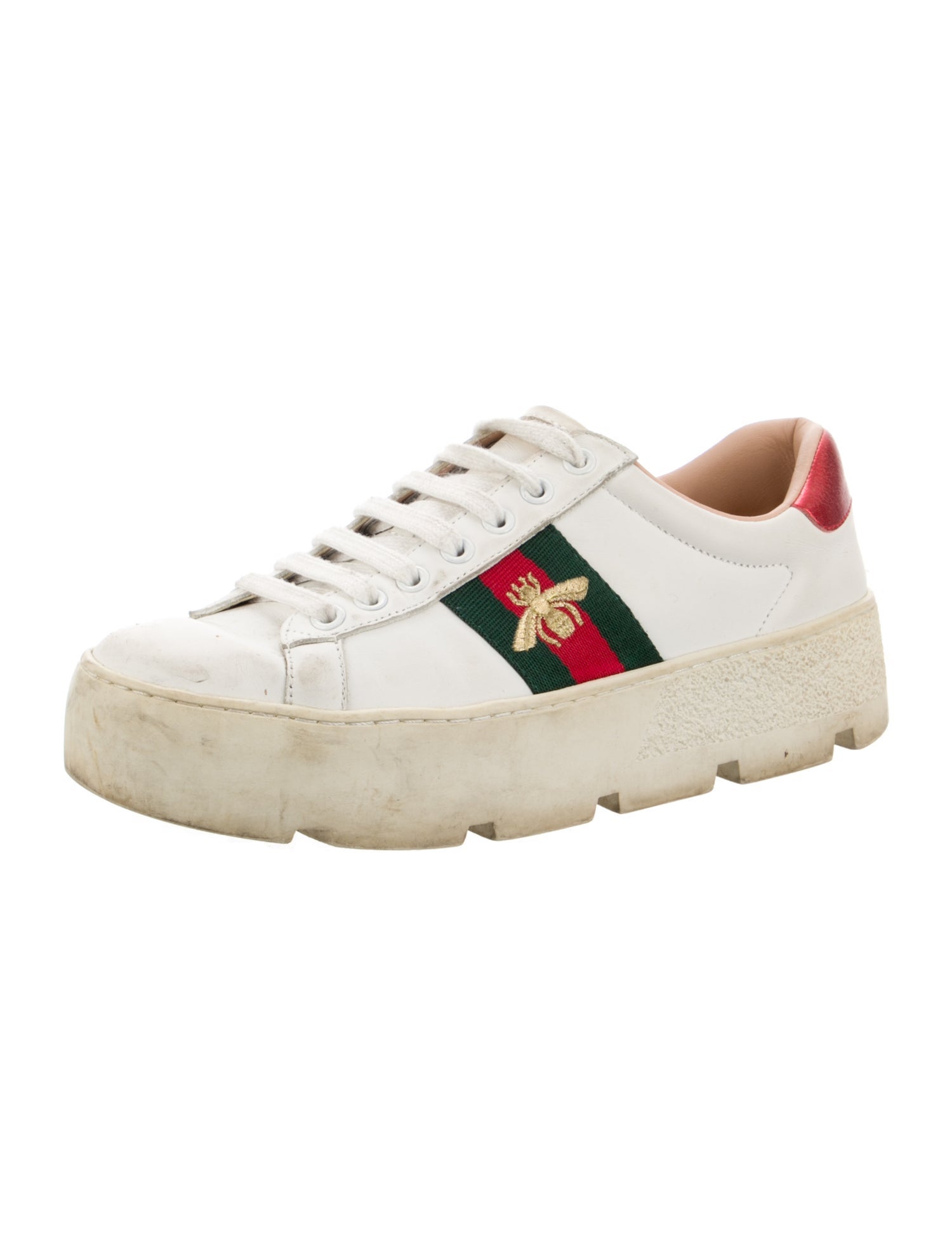 Gucci Web Accent Leather Sneakers