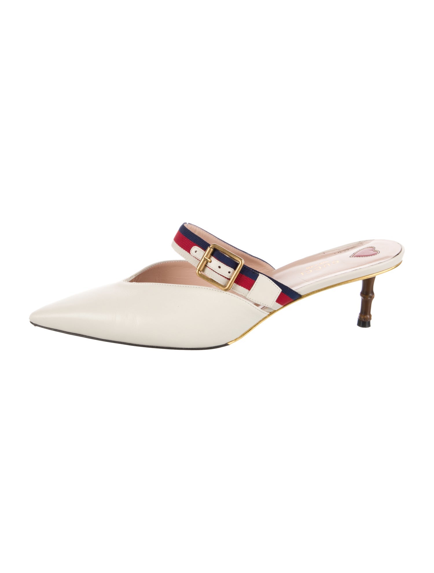 Gucci Sylvie Web Accent Leather Mules