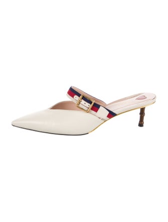 Gucci Sylvie Web Accent Leather Mules