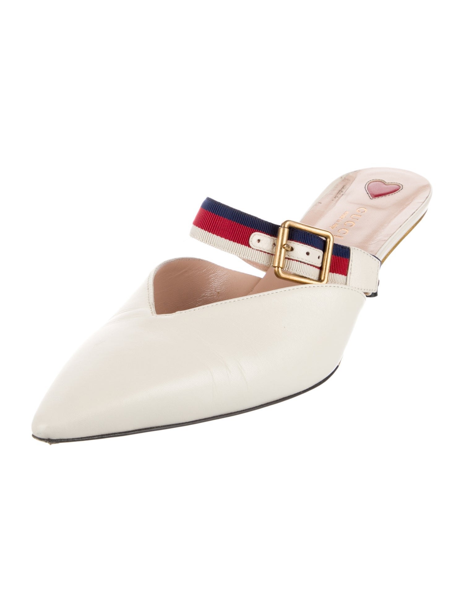 Gucci Sylvie Web Accent Leather Mules