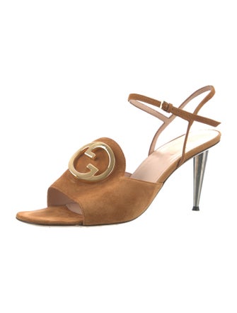 Gucci Interlocking G Logo Suede Slingback Sandals