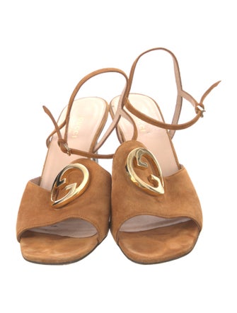 Gucci Interlocking G Logo Suede Slingback Sandals