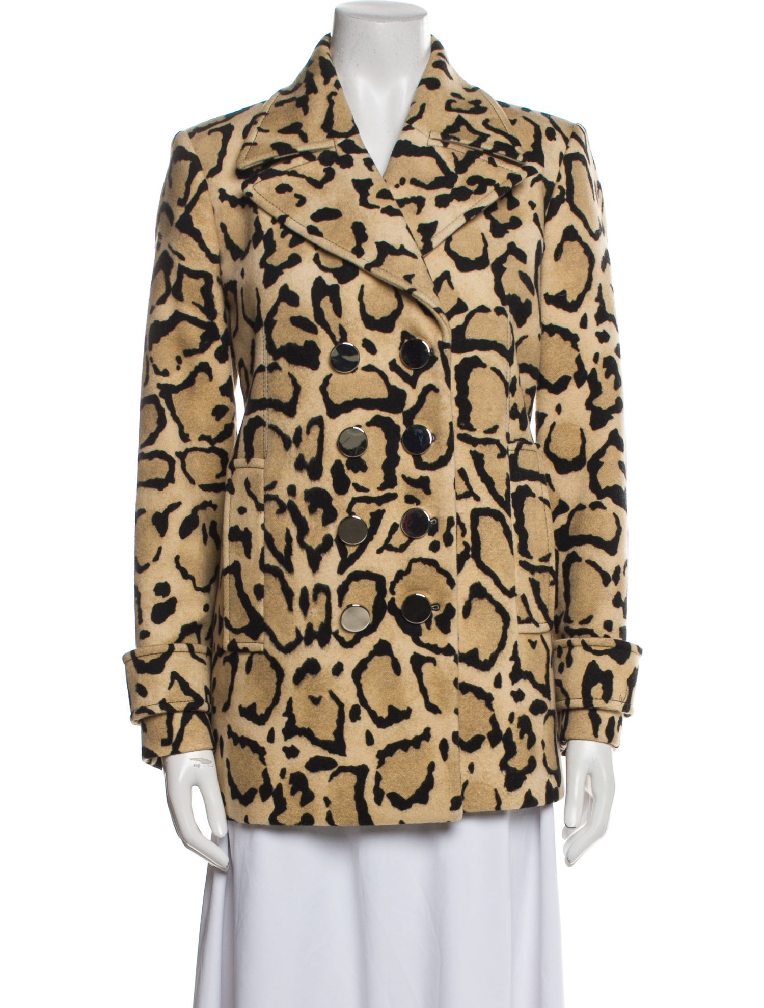 Gucci Wool Animal Print Faux Fur Coat