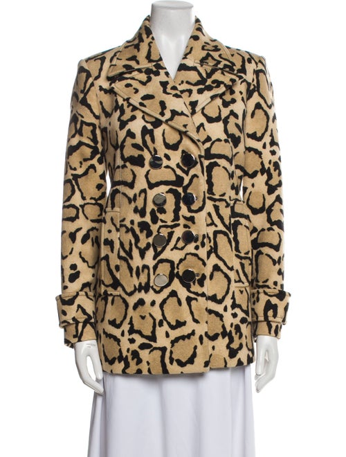 Gucci Wool Animal Print Faux Fur Coat