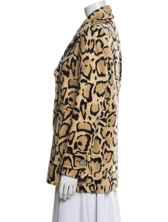 Gucci Wool Animal Print Faux Fur Coat