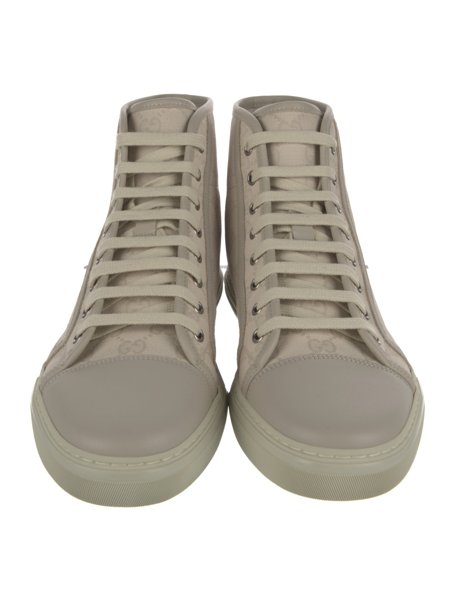 Gucci Canvas Leather Trim Embellishment Sneakers