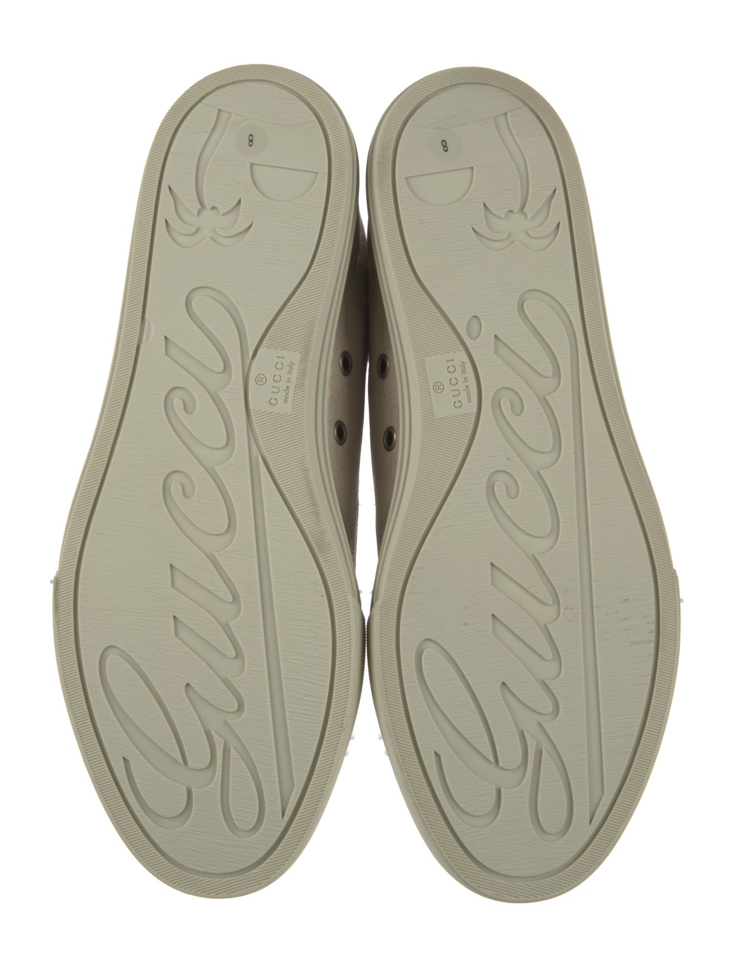 Gucci Canvas Leather Trim Embellishment Sneakers