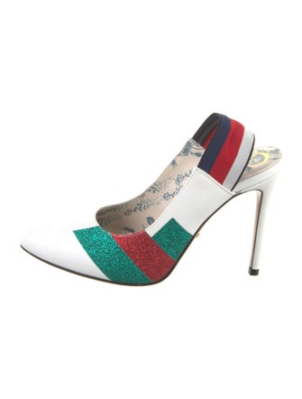 Gucci Leather Colorblock Pattern Slingback Pumps