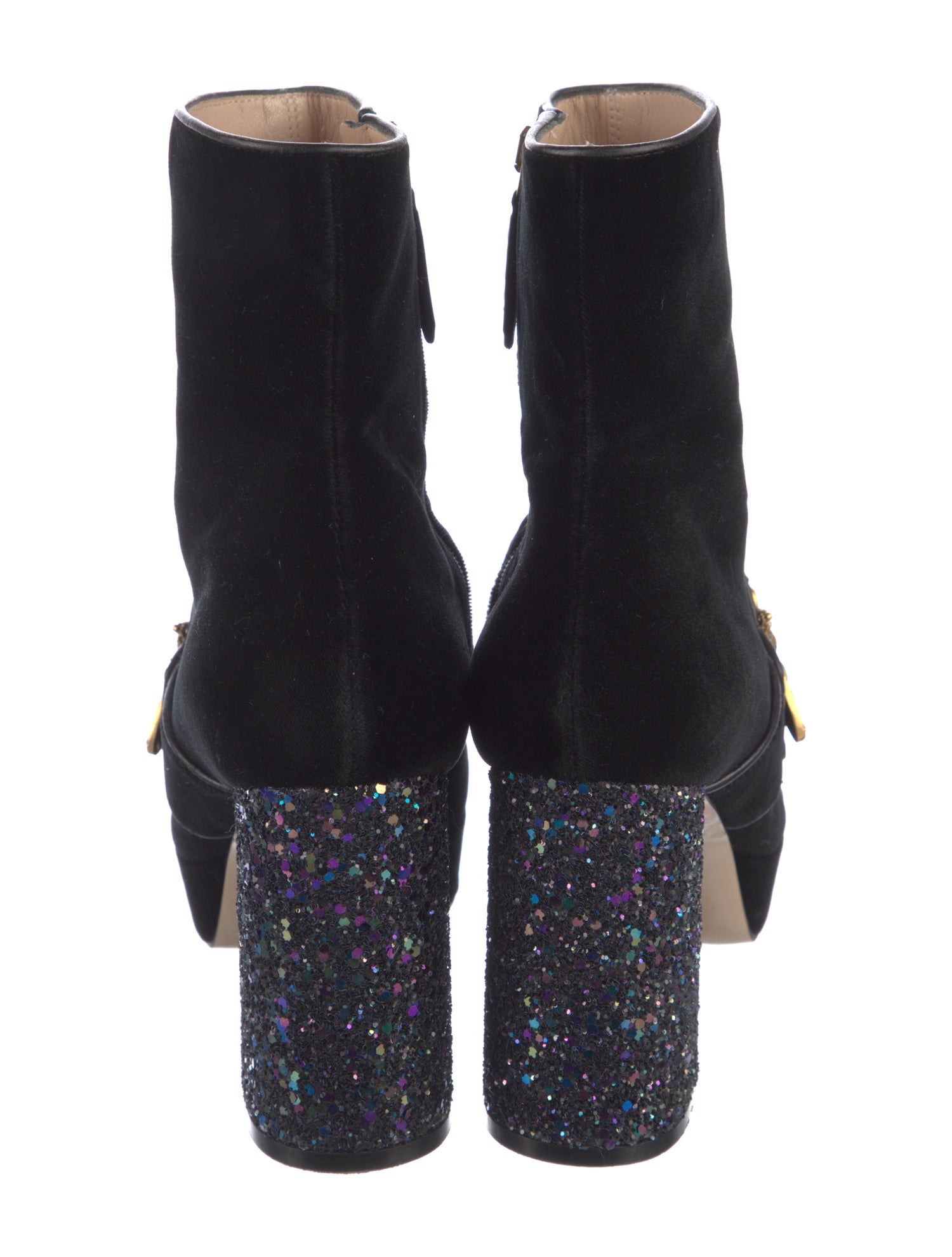 Gucci Faux Pearl Accents Velvet Boots