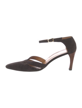 Gucci Suede Cutout Accent D'Orsay Pumps