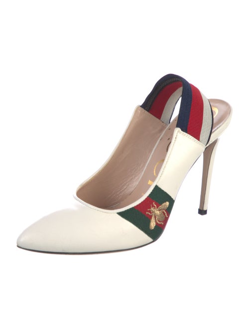 Gucci Web Accent Leather Slingback Pumps