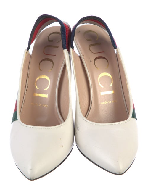 Gucci Web Accent Leather Slingback Pumps
