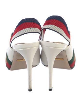 Gucci Web Accent Leather Slingback Pumps