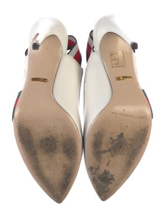 Gucci Web Accent Leather Slingback Pumps