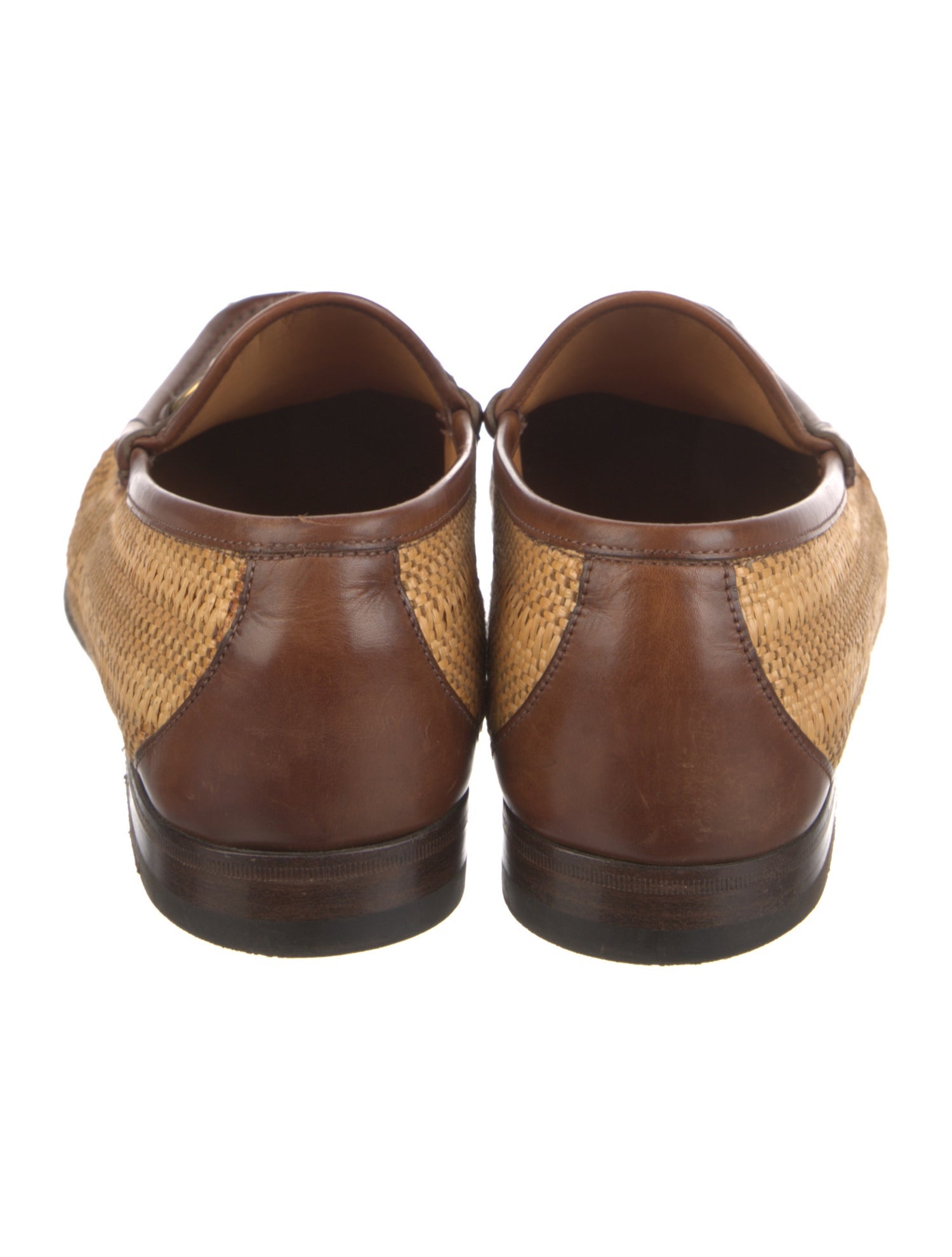 Gucci Horsebit Accent Straw Loafers