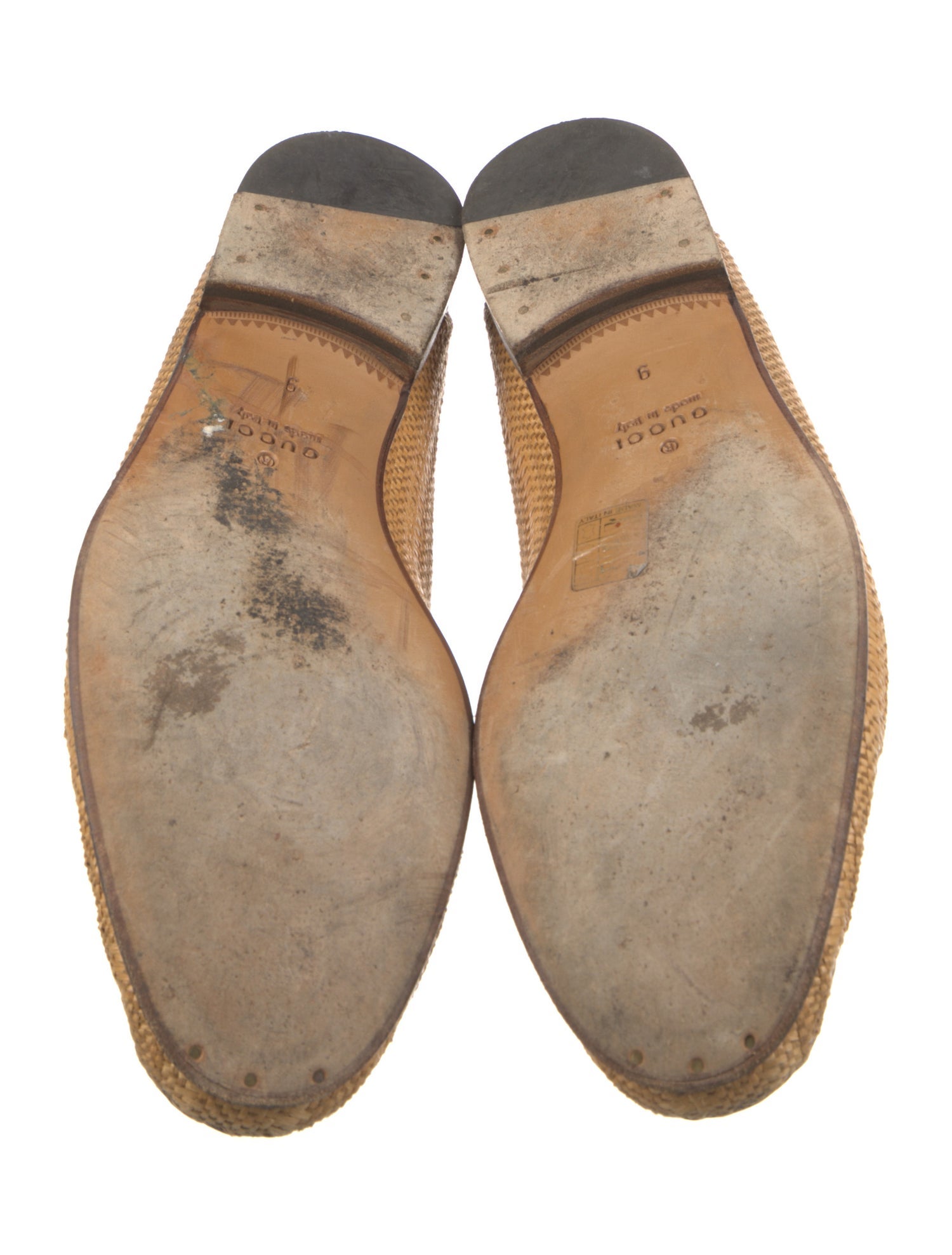 Gucci Horsebit Accent Straw Loafers