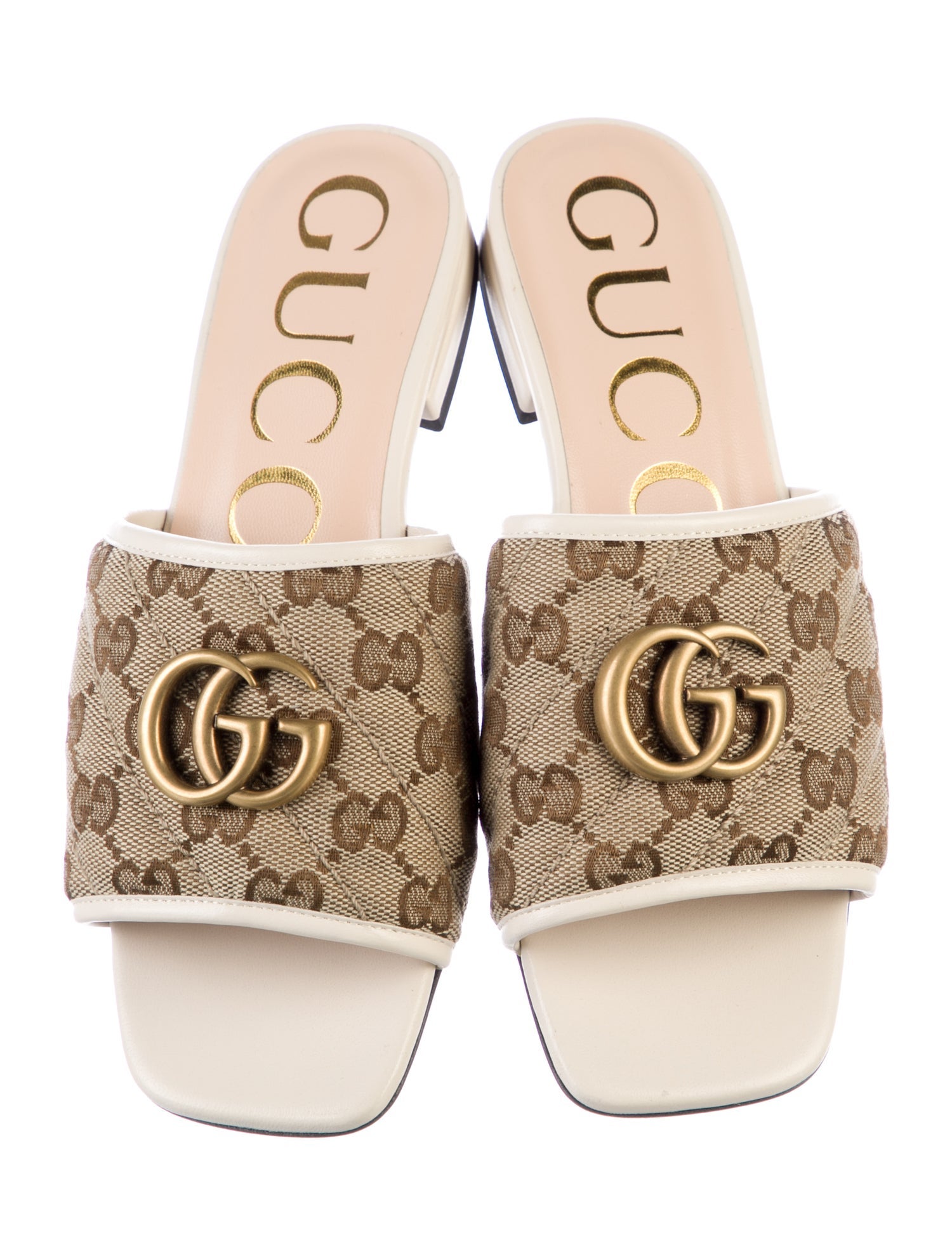 Gucci Quilted Pattern Canvas Slides