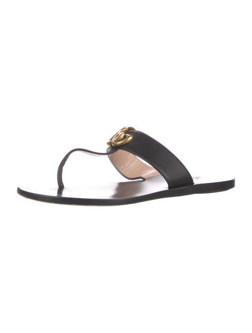Gucci Double G Logo Leather Flip Flops