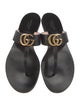 Gucci Double G Logo Leather Flip Flops