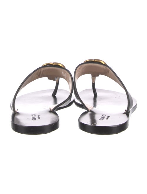 Gucci Double G Logo Leather Flip Flops
